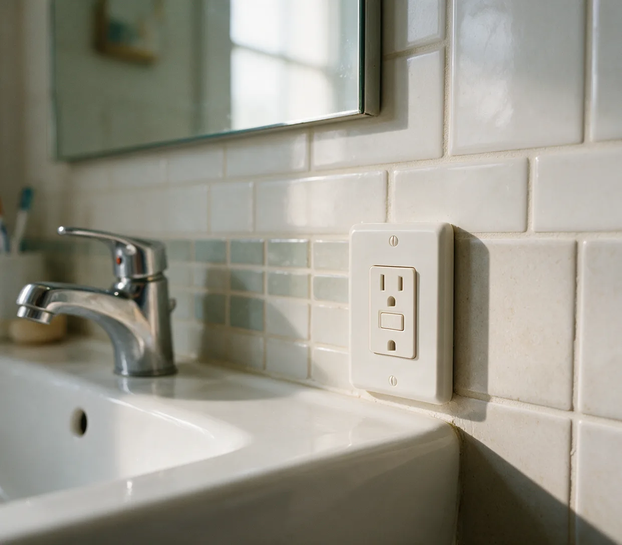 A new GFCI outlet by a sink